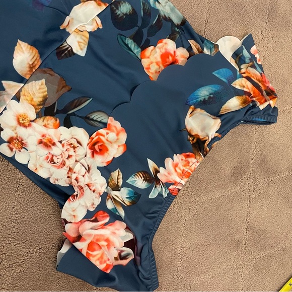 Women's Floral Pencil Dress, Blue, M - Picture 5 of 8